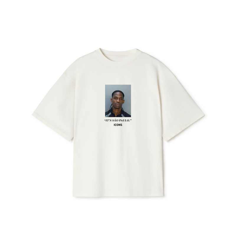 Camiseta Travis Scott Mugshot "it's São Paulo"