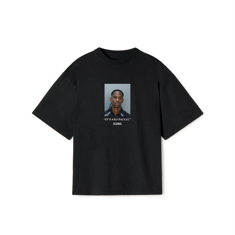 Camiseta Travis Scott Mugshot "it's São Paulo"